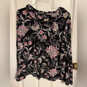 Chico’s Zenergy Black Floral Cowl Neck Tunic Top - Pink & Cream Paisley 20/22